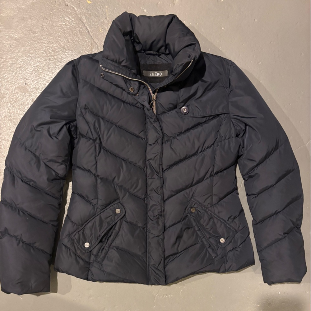 Anno Zhero Italian Brand Navy Down Puffer Coat EU 46 (Fits Medium)